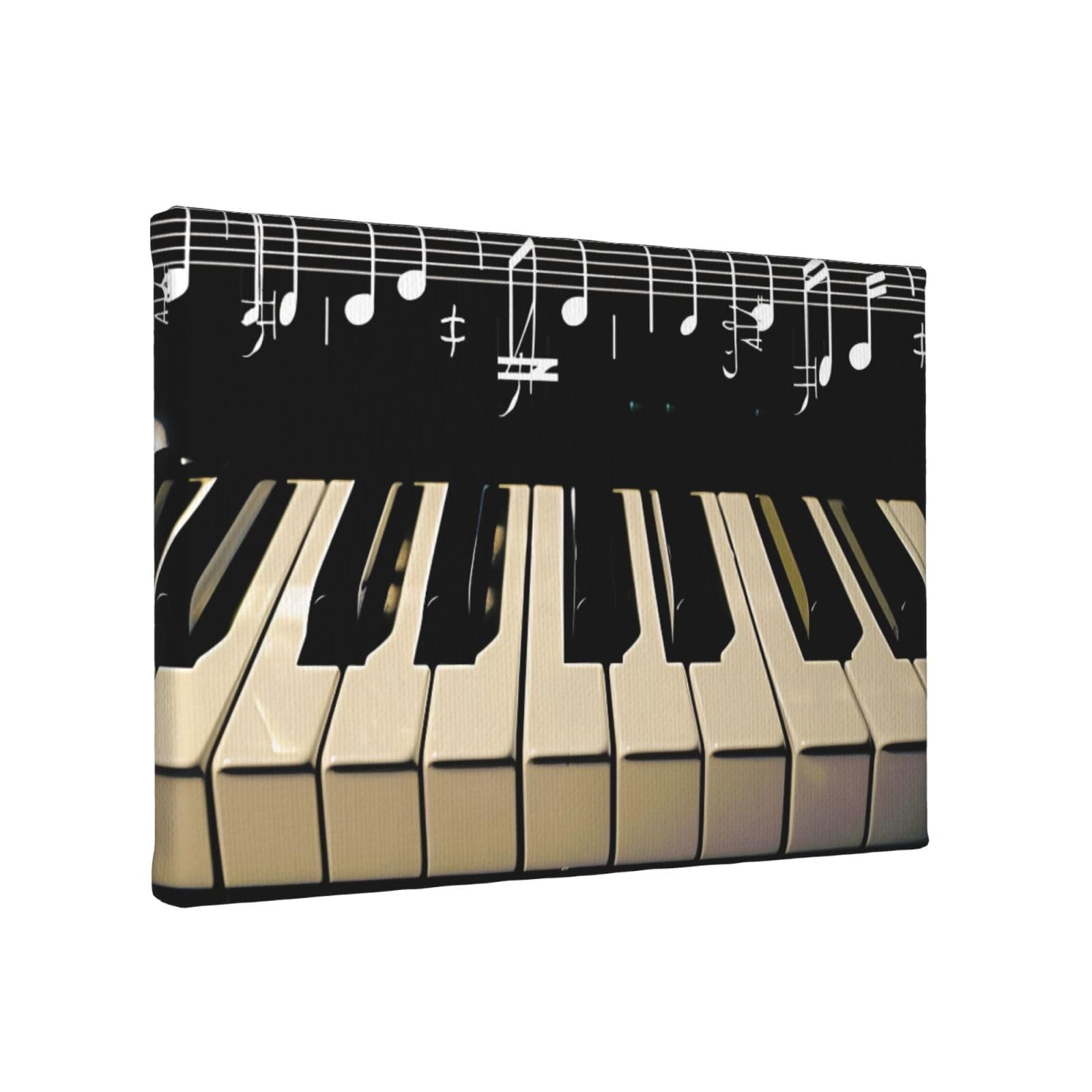 YKLJG Piano Keys with Musical Note Printed Wall Art Canvas Painting 30x20 CM Wooden Framed Picture Painting Artwork Prints for Bedroom Kitchen Home Office Decor