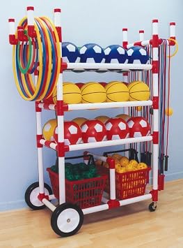 All Terrain Playground Cart Basketball Ball Cart | Heavy-Duty Construction | Easy Assembly | 52" L x 24" W x 65" H