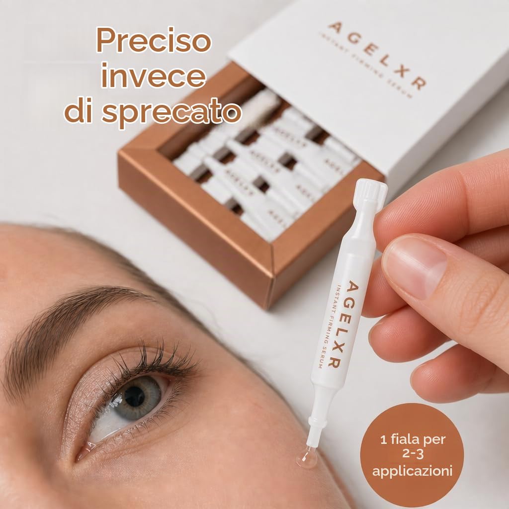 AGELXR Siero Antirughe Istantaneo - Lifting Viso, Argireline, 30 Fiale | Riduce rughe, linee sottili e occhi gonfi in pochi minuti, effetto facelift immediato, 30 fiale 0.6ml