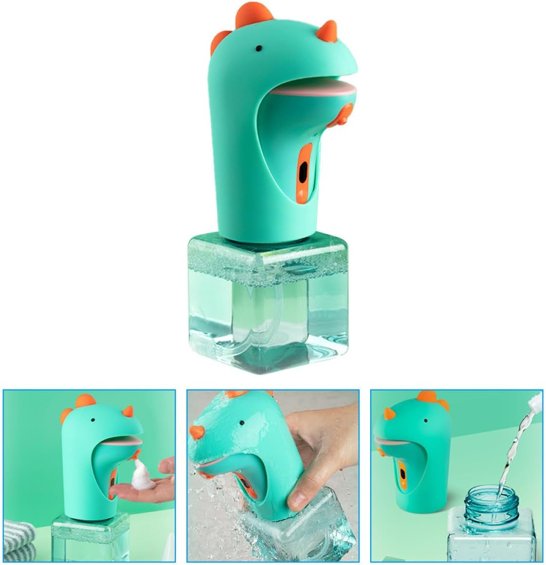 Automatic Touchless Dinosaur Soap Dispenser Battery Operated Cartoon Foaming Hand Soap Dispenser for Bathroom and Kitchen Household Use