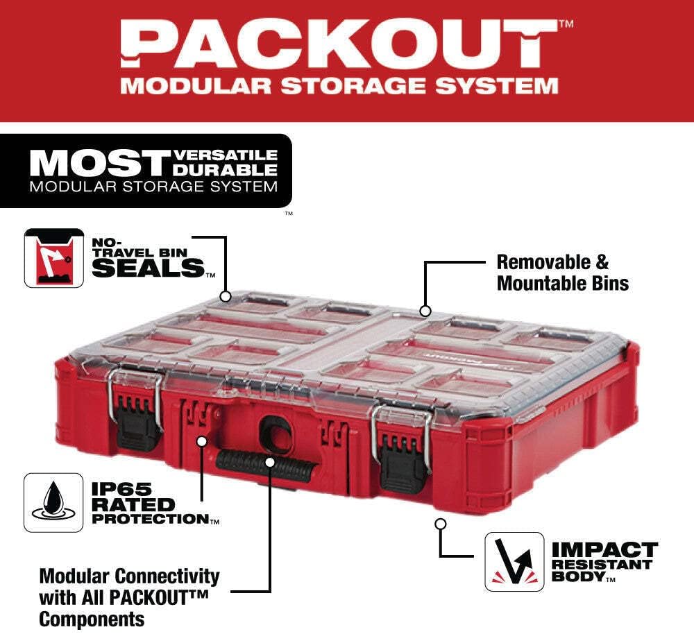 48-22-8430 for Milwaukee PACKOUT Organizer w/10-Removable & Mountable Bins Clear Top