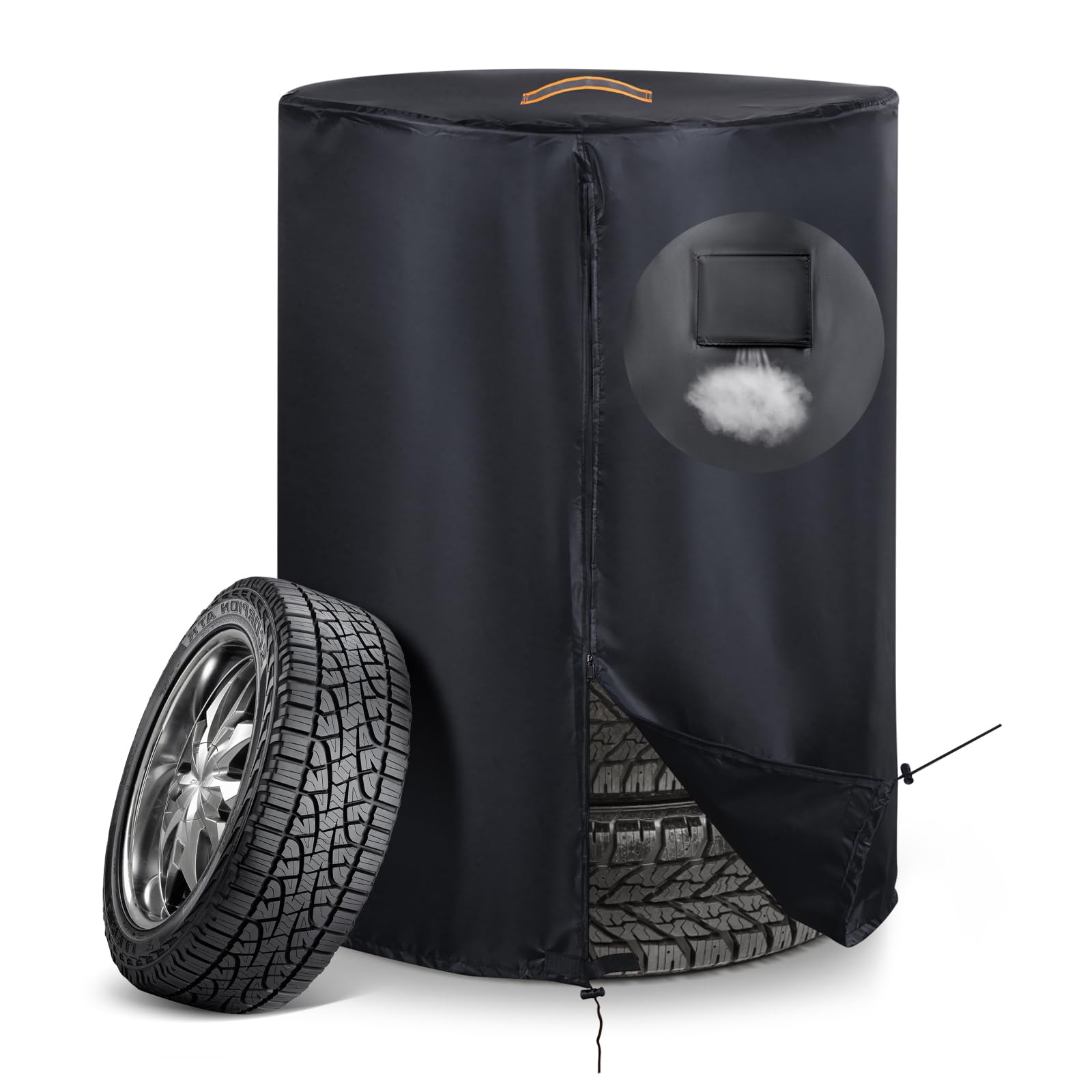 Housse de pneu améliorée 420D étanche avec bandes imperméables, fermeture éclair et bandes réfléchissantes, housse de protection de pneu pour arbre de jante, sac universel noir