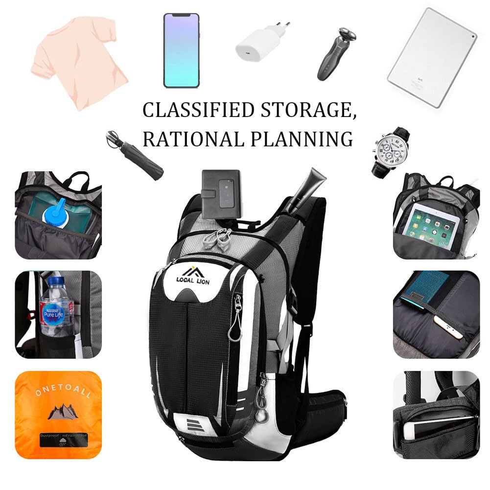 LOCAL LION Zaino per Ciclismo 18L/25L Unisex Zainetto Sportivo Porta Sacca di Acqua da Trekking Escursione Ultraleggero Alpinismo Zaini per Corsa