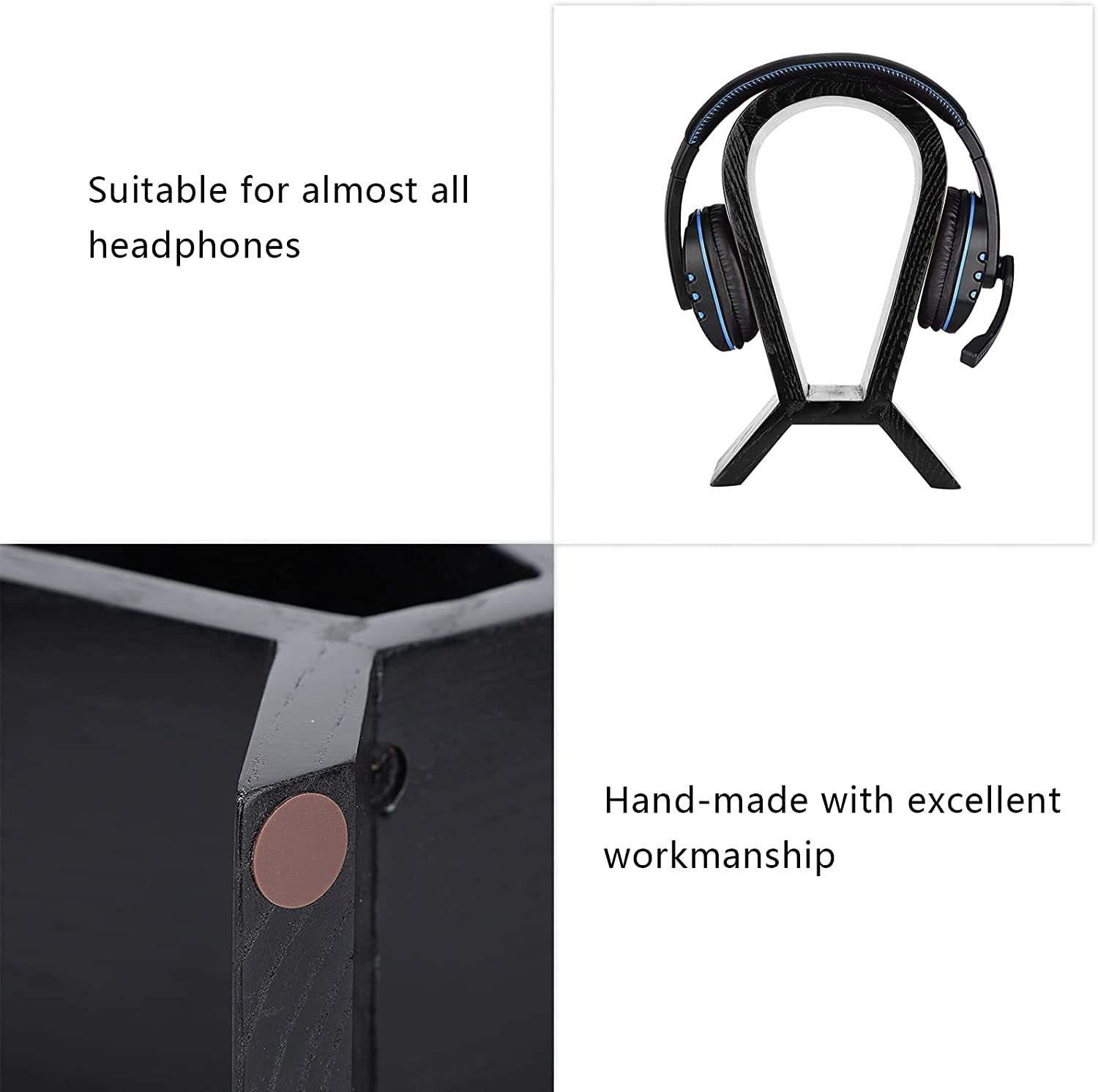 MRKU Support pour Casque Audio, Crochet de Bureau en Bois, Style Classique, pour écouteurs de Bureau et de téléphone Portable.