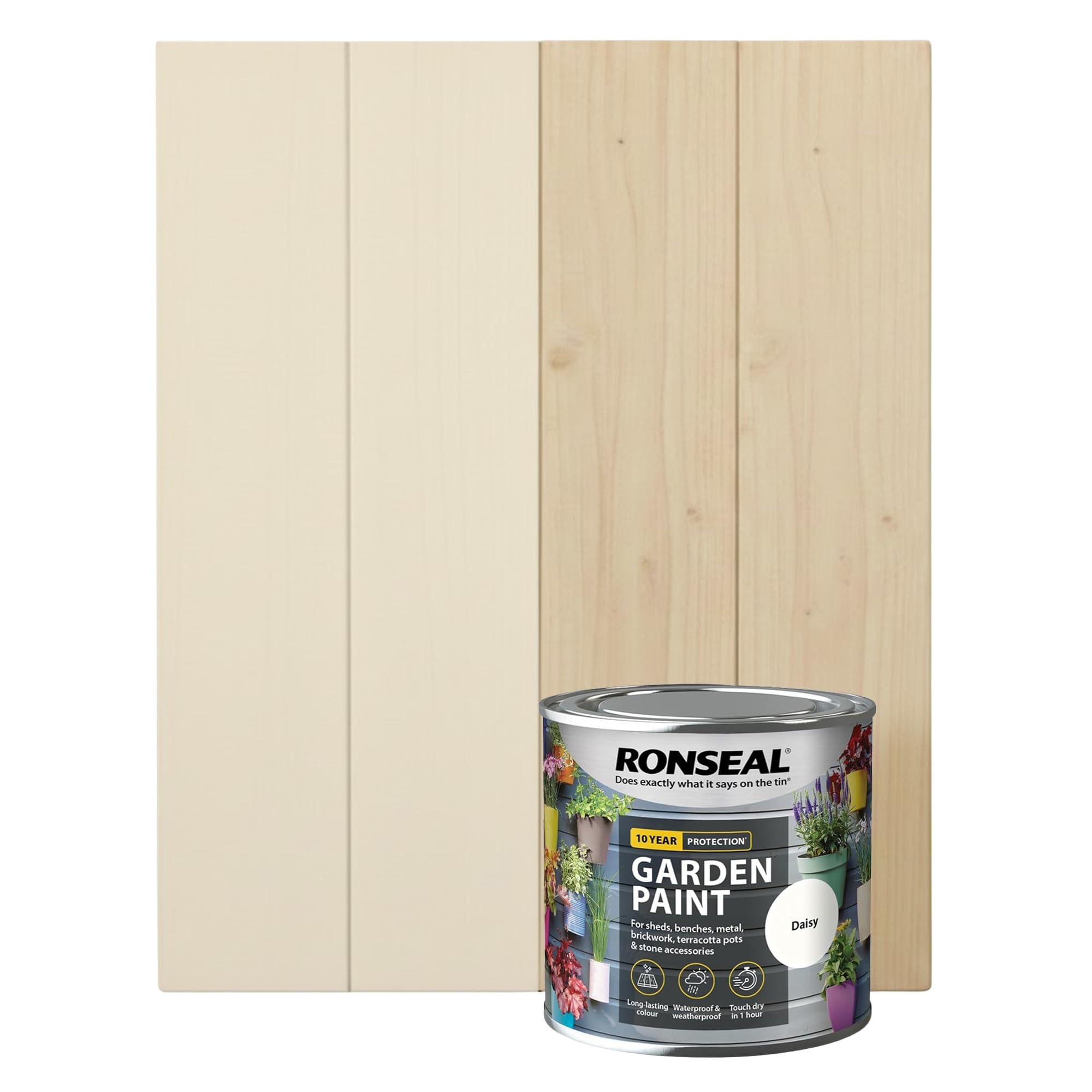 DUAYRA 250ML Garden Paint, Water Based Exterior Paint, UV Damage Mid Sheen Weather Resistant Paints For Pots, Bricks, Metal, Fast Drying Fence Paints, Resists Cracking (Daisy, 250 M L)