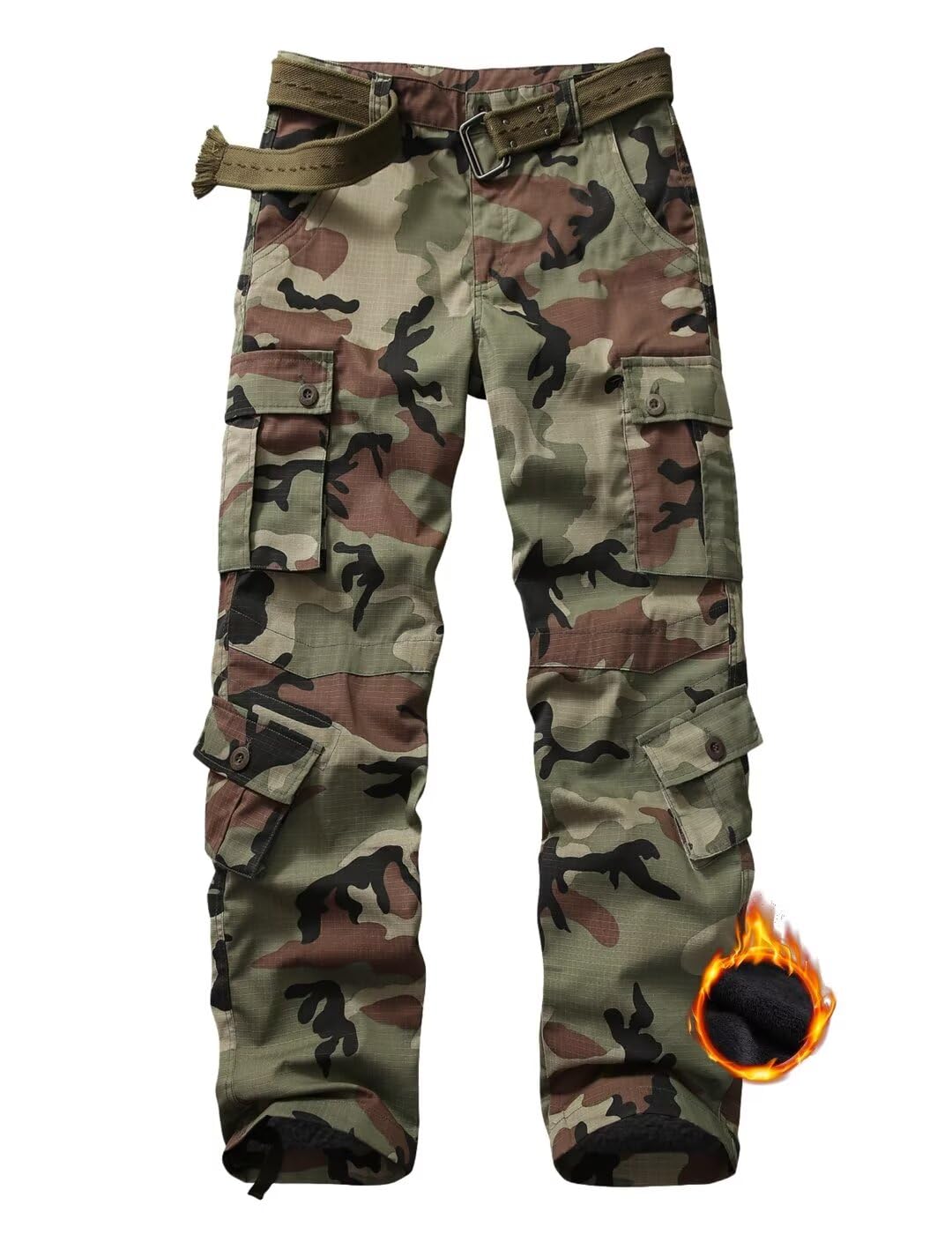 Vatinnt Men's C29 Camo Fleece Lined Hiking Trousers Thermal Cargo Pants Jr55 38