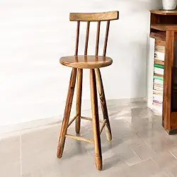 Banqueta Alta Madeira Maciça 70cm com encosto Alt Banqueta Balcão Tamborete Banco Alto (GRANDE, UNIDADES, 01)