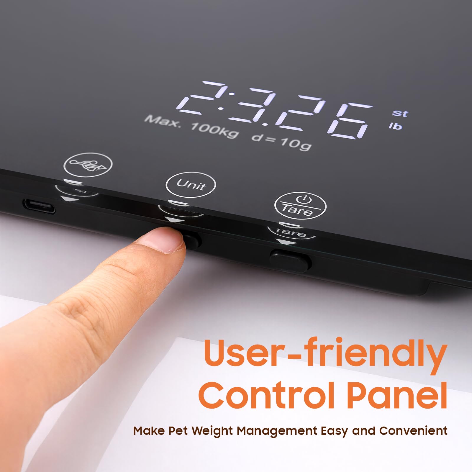 Bilancia cane Pet Scale Bilancia Animale Bilancia Peso Cane Casa Vet Salone Animale Misura Precisa 10g Display LED Funzione Tare Conversione Kg Lb St Surface Vetro ABS Antiscivolo Uso Domestico