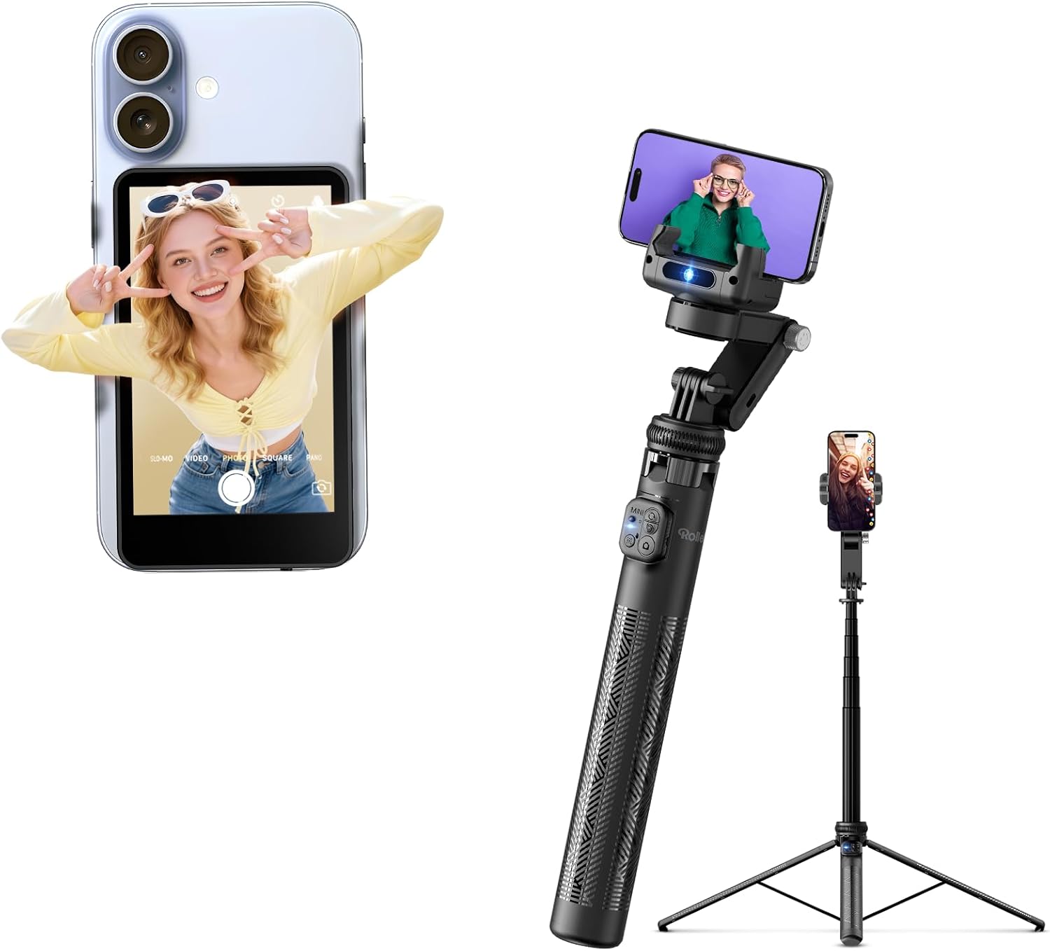 Rollei M4 Selfie Monitor Screen for iPhone 17 Series & Android with Rollei Auto Face Tracking Tripod