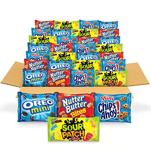 OREO Mini Cookies, CHIPS AHOY! Mini Cookies, SOUR PATCH KIDS Candy & Nutter Butter Bites Cookies & Candy Variety Pack, 32 Snack Packs - SET OF 4