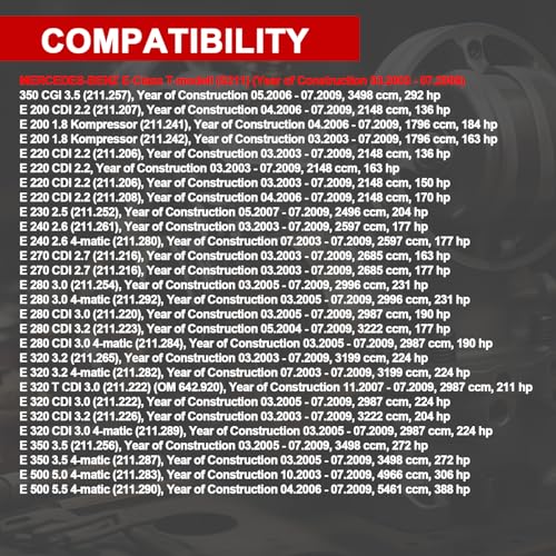 Flydida Luftfederung mit 2Pins Hinten Links/Rechts OE# 2113200925 A2113200925 Kompatibel mit E-Klasse S211 W211 E200 E220 E230 E240 E270 E280 E320 E350 E500 E400 E420 E55 E63