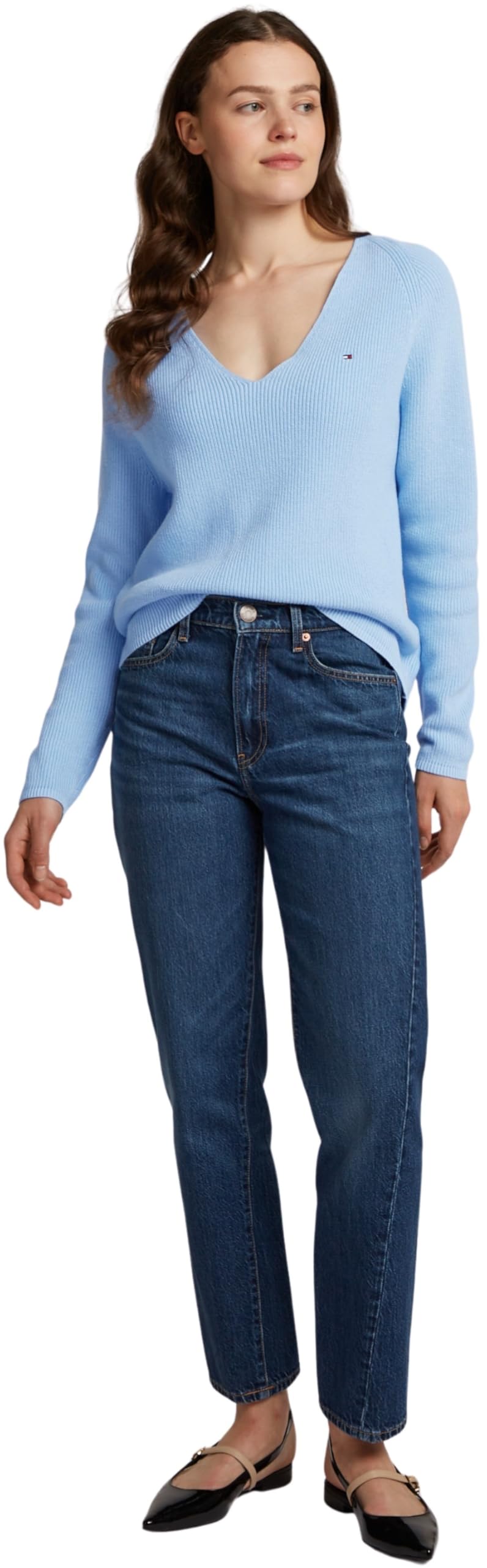 Tommy Hilfiger Damen Co Cardi Stitch V-nk Ls Ww0ww44452 Pullover (1er Pack)