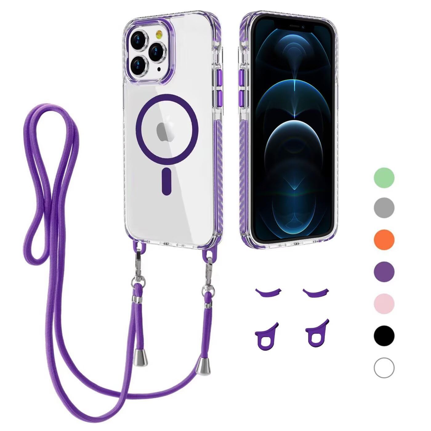 PekaTech Custodia con Collana per Huawei Honor View 20, Cover Trasparente Morbido Silicone con Cordino Case con Laccio Tracolla [Antiurto