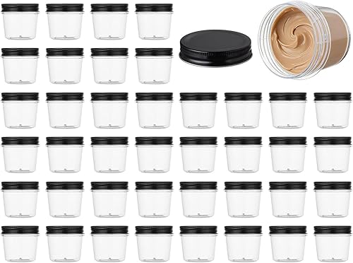 Miniatura 13 de novelinks Tarros de plástico transparente de 4 onzas con tapas de oro rosa – Recipientes redondos transparentes recargables para almacenamiento