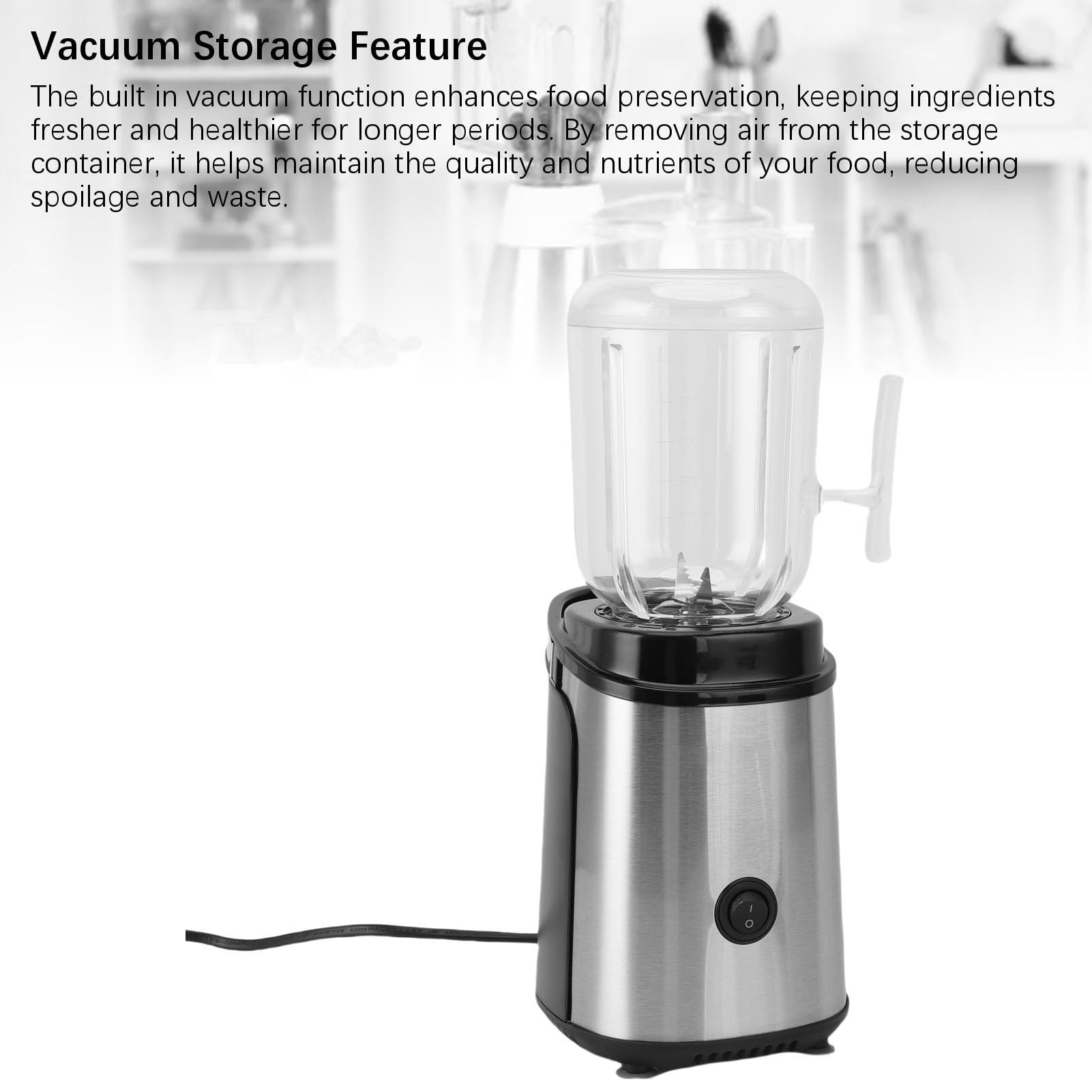 Batidora de Encimera, Batidora de Alimentos 4 en 1 con ABS y Acero Inoxidable, Motor de Cobre de 1800 W, Exprimidor, Picadora de Carne, Selladora Al Vacío para Cocina y Bebidas Diarias