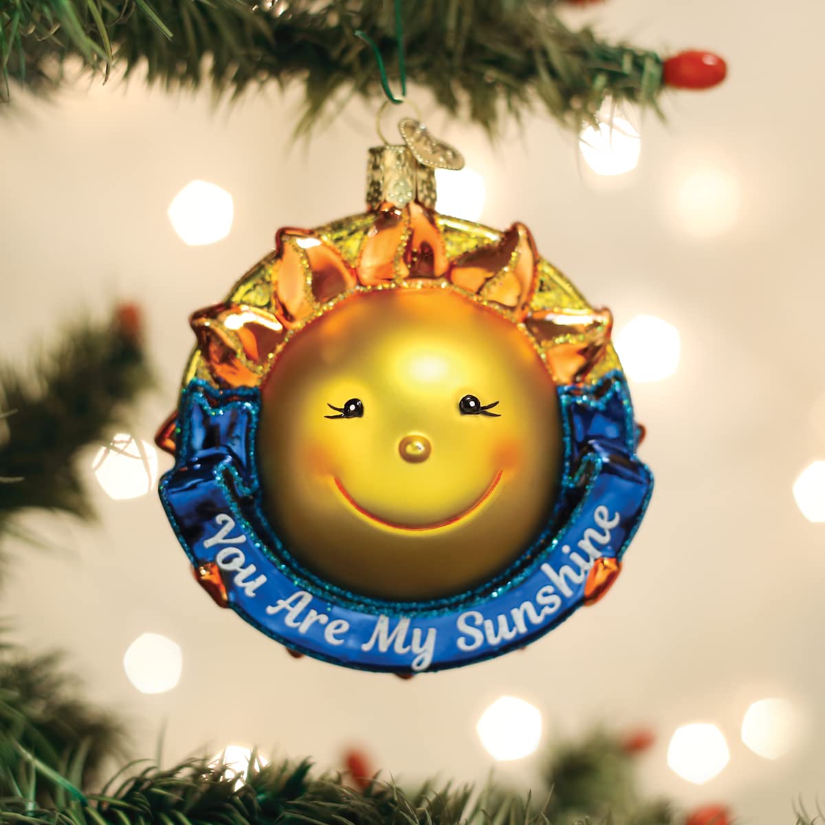 Old World Christmas You Are My Sunshine - Adorno de Vidrio soplado para árbol de Navidad, decoración navideña Hecha a Mano, colección de Refranes