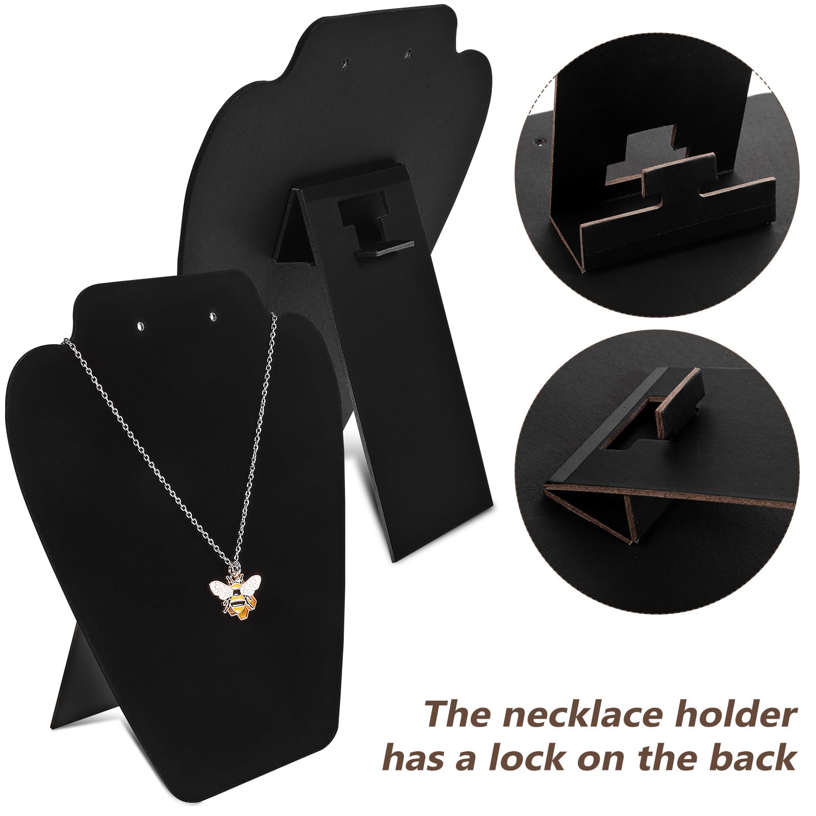 Ciieeo Expositor para Joyas Negro de Tela Aterciopelada y Cartón, Soporte Plegable para Collares y Pendientes, 18 Piezas para Tienda o Uso Doméstico