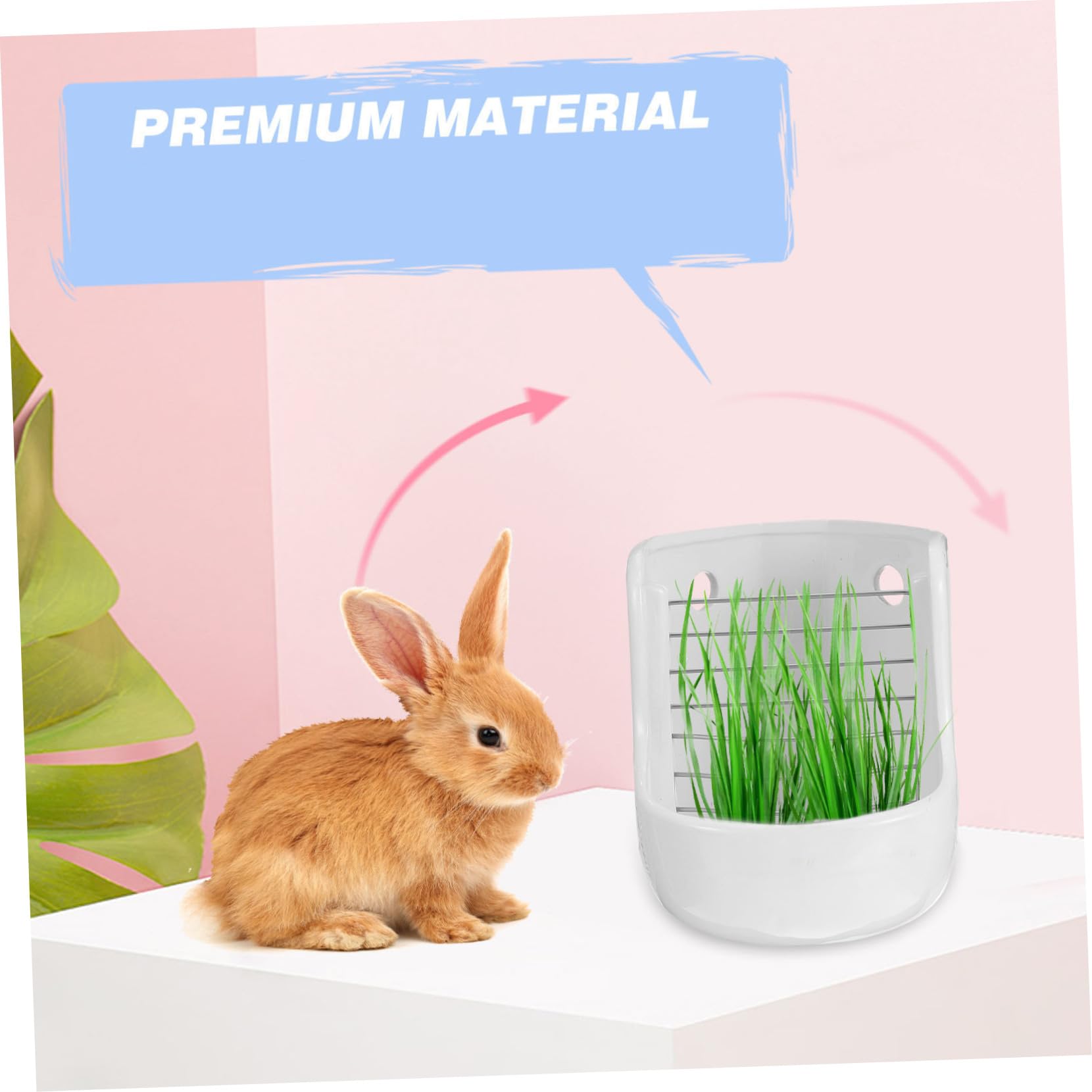 Housoutil Mangiatoia per Cibo e Erba per Piccoli Animali Realizzata in Ceramica per Conigli Porcellini Altri Piccoli Animali Supporto per Erba e Ciotola per Cibo Unica Soluzione