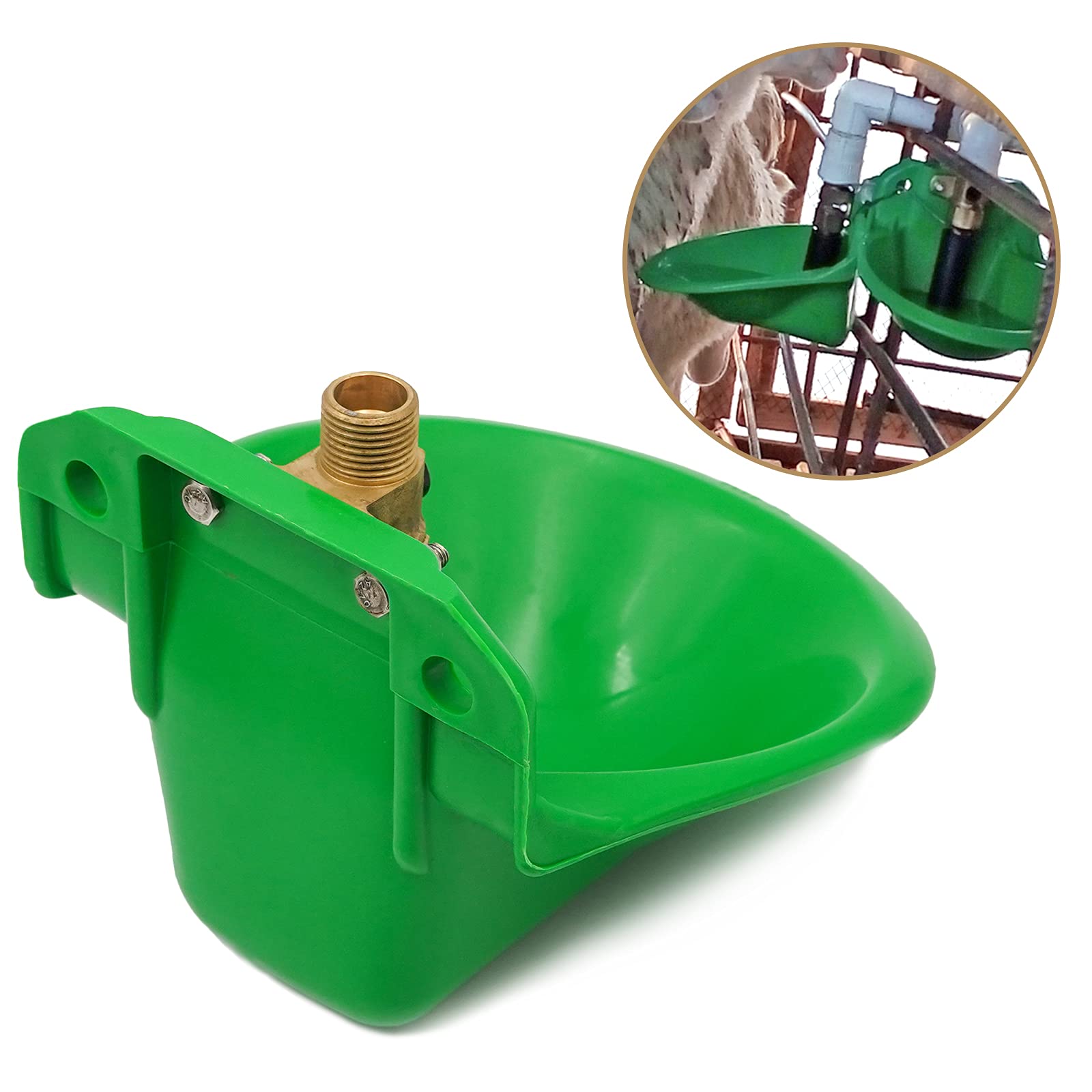 Ciotola automatica per acqua di pecora, in plastica, auto-abbeveratoio con valvola in ottone, per bevande per cavalli, per pecore, capre, cavalli, mucche