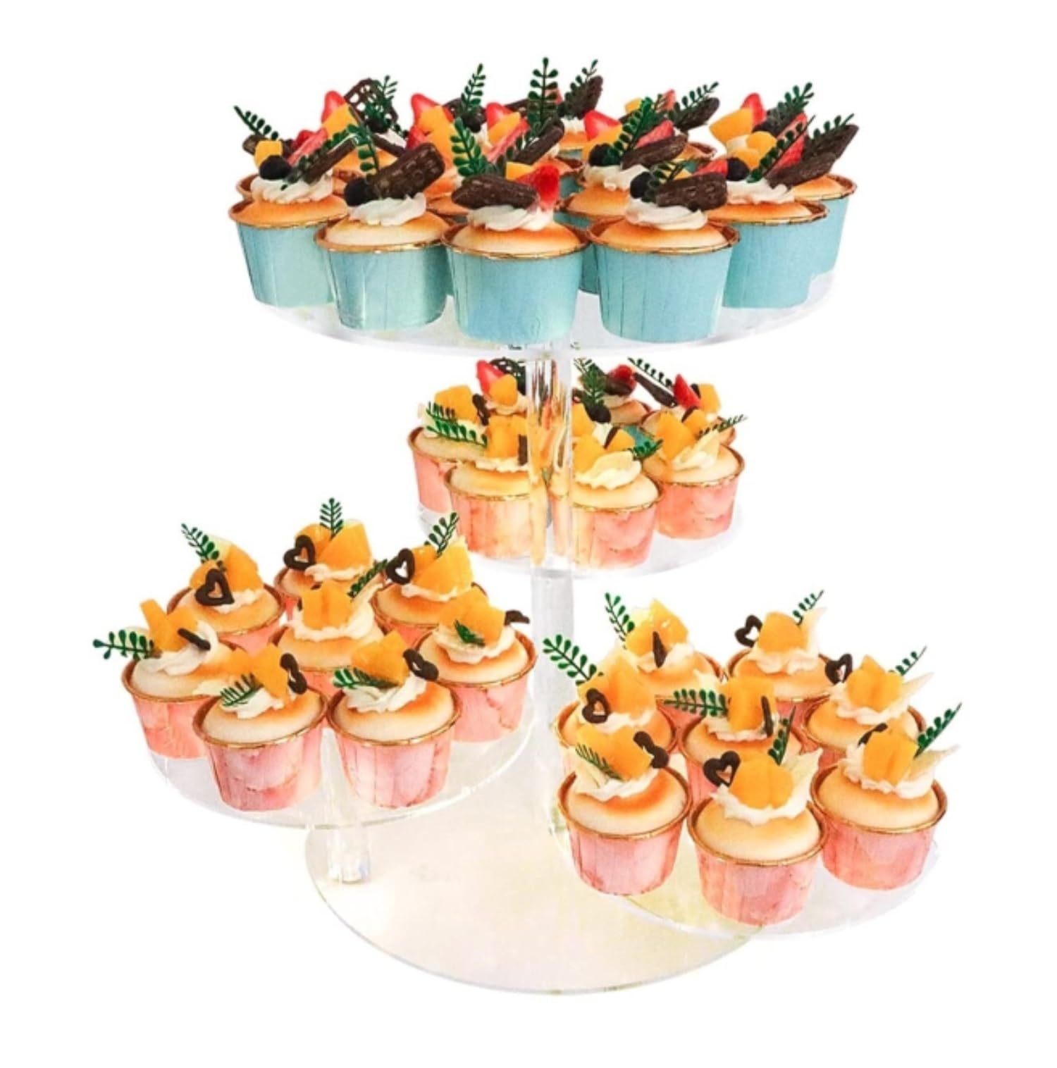 Dessert Fruit Display 4 Tiers Acrylic Cupcake Stand Flower Tower For 50 Cupcakes Wedding Tea Party