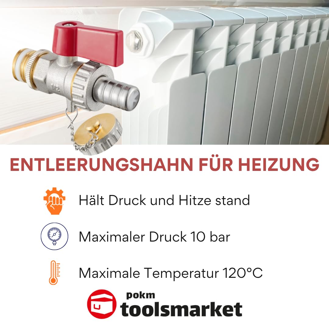 KFE Hahn 3/4" Kugelhahn mit Filter, Messing verchromt, Entleerungshahn für Heizung KFE Füll- & Entleerungshahn
