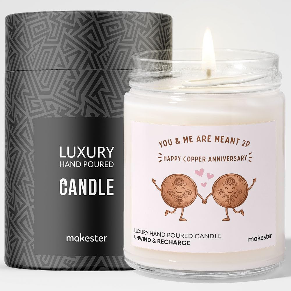 Copper Gift for Anniversary - Luxury Soy Wax Candle - Vanilla, Jasmine, Sugared Almond - Makester โ image 1