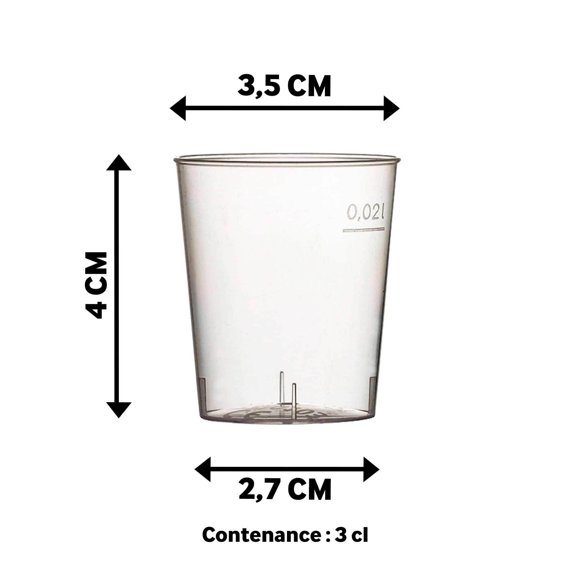 Table'Colors Pack 1000 Verres Shooter - verrines 3cl Transparent Recyclable Solide Avec Marquage 2cl Idéal Pour Restaurant, Fête, Bar - Fabriqué en France Qualité Supérieure (1000)