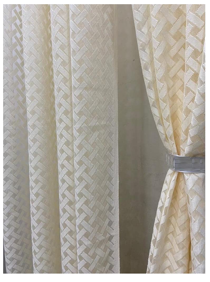 Blexos Saawaan Heavy Quality Premium Beautiful Net Striped Design Opaque Curtains For Long Door 9 Feet,Cream (Cream, Long Door 9 Feet, Eyelet,Pack Of 1)