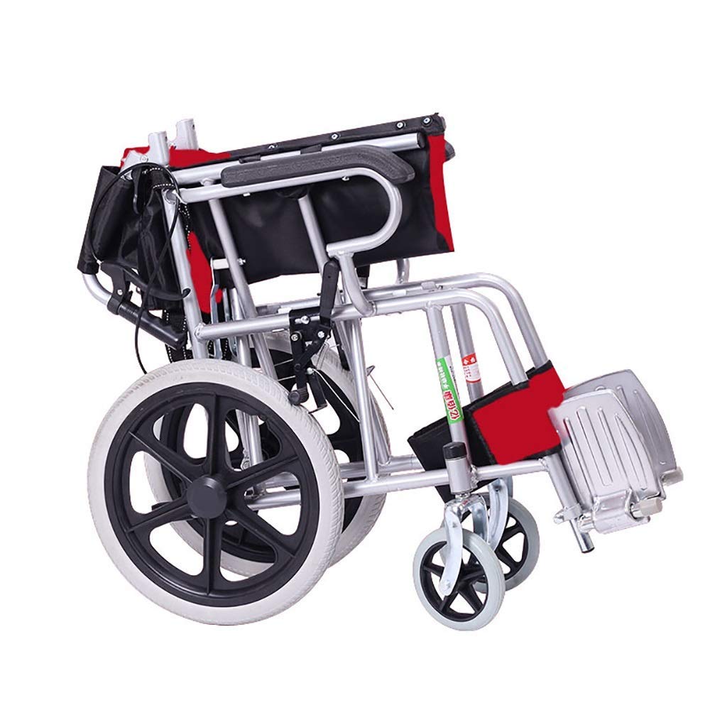 Silla de Ruedas Autopropulsable,Silla de Ruedas Silla de Viaje Portátil Discapacitados Ancianos Silla de Ruedas Manual Ligera/Red