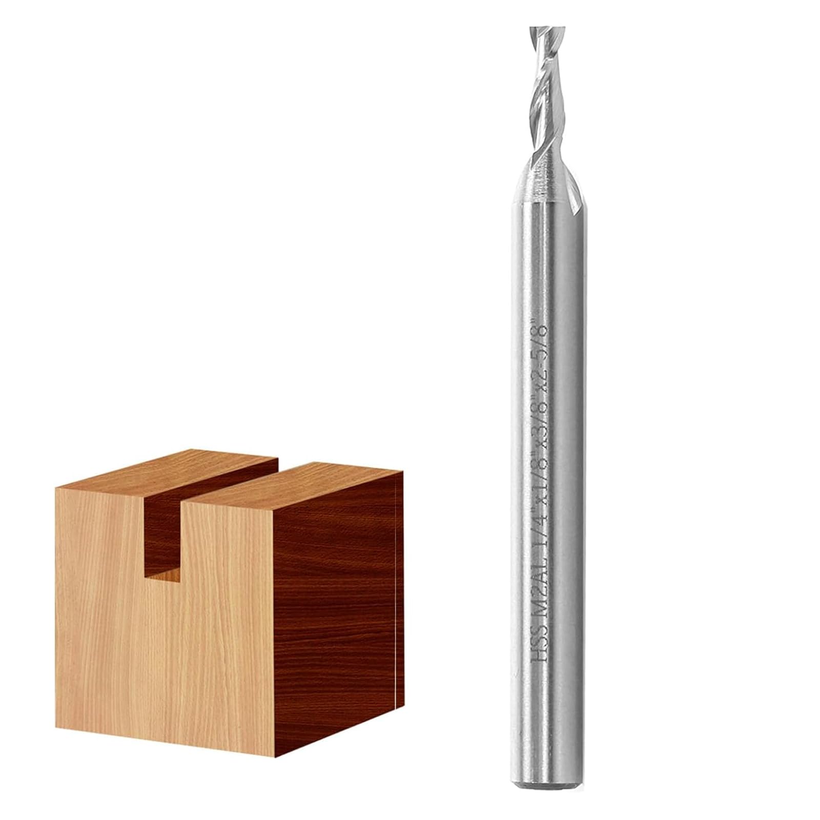 Sinoprotools Up-Cut Spiral Router Bit 1/4-Inch Shank, M2 High Speed Steel HSS CNC Spiral Router Bits, 1/8" Cut Dia