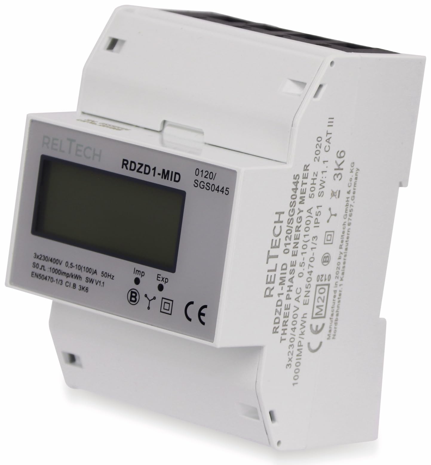 Drehstromzähler digital RDZD1-MID, 100 A, MID-geeicht, 4 TE
