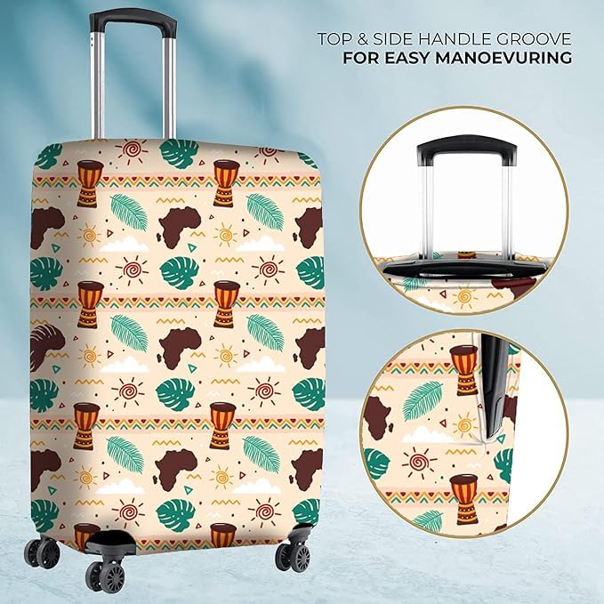 Image of Printed Luggage Cover for Traveling Bag & Suitcase - Stretchable & Scratchproof Trolley Protector with Velcro Lock & Lightweight Washable Material(Suitcase Bag Not Included, Only Cover in Product)