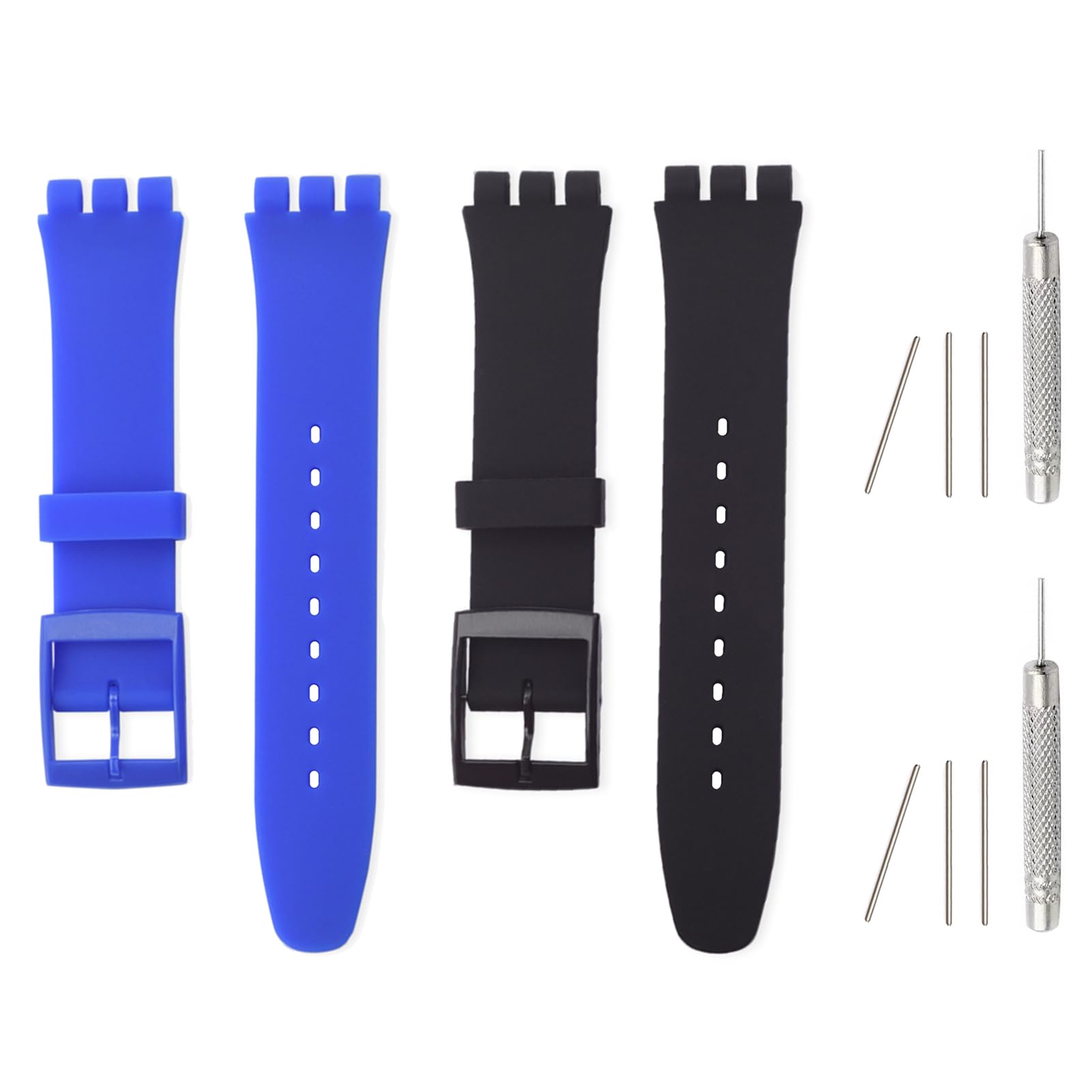 Silicone Bands for Swatch 17mm 19mm 20mm, Adjustable Replacement Watch Bands Waterproof Wristbands Watch Straps Bracelet for Swatch 20mm/19mm/17mm for