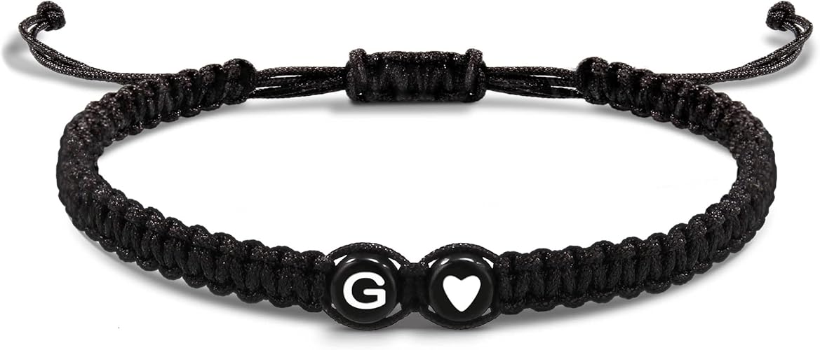Btysun Initial Bracelets for Women Teen Gifts Trendy Stuff Best Friend Birthday Gifts Graduation Adjustable Letter A-Z Braided Bracelets Heart Link Sister Daughter Mother's Day Mom Female Christmas Jewelry