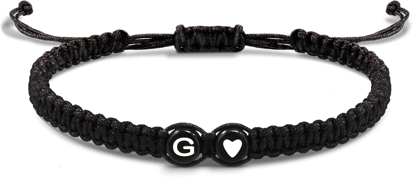 Btysun Initial Bracelets for Women Teen Gifts Trendy Stuff Best Friend Birthday Gifts Graduation Adjustable Letter A-Z Braided Bracelets Heart Link Sister Daughter Mother's Day Mom Female Christmas Jewelry