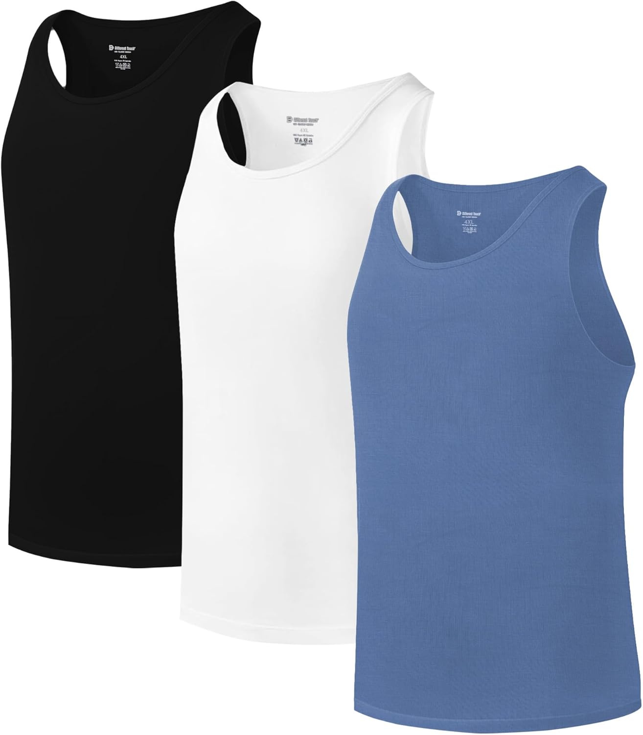 Different Touch 3 Pack Big & Tall Men's Bamboo Rayon Undershirts Tank Tops A-Shirts