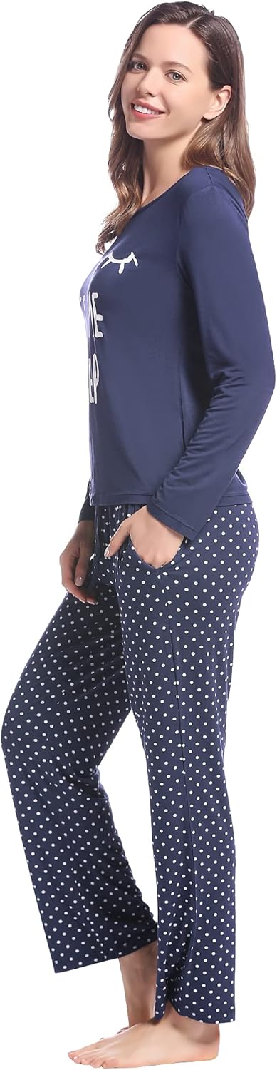 Joyaria Lightweight Bamboo Viscose Pajamas Women Cooling Sweat Wicking Long Sleeve PJs Set Sleepwear S-XXL - Image 6