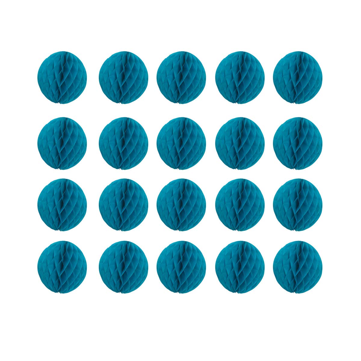 20pcs Honeycomb Flower Balls - Teal Tissue Paper Pom Poms for Birthday, Wedding &amp; Home Decor (6inch)