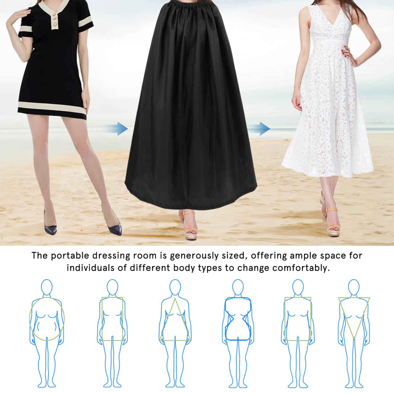 Tragbare Umkleidekabine Aus Polyester Sichtschutz Umkleidezelt Für Strand Schwimmen Camping Leichtes Sofort-Dressing-Überzug Mit Großzügigem Platz Und Atmungsaktivem Material