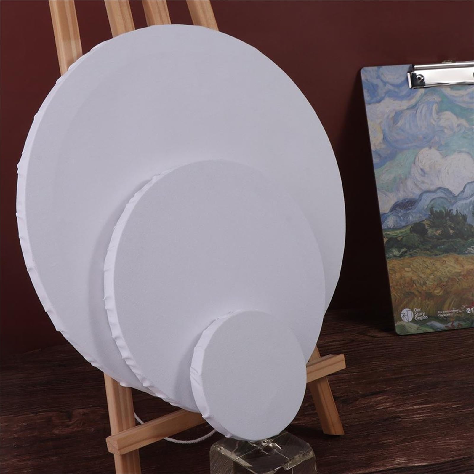 Lienzo circular de tablero dibujo 6 piezas para Pintar al Óleo | Pintor de pintura al óleo grueso en blanco for marco de imagen de tablero de pintura de artista(30CM)