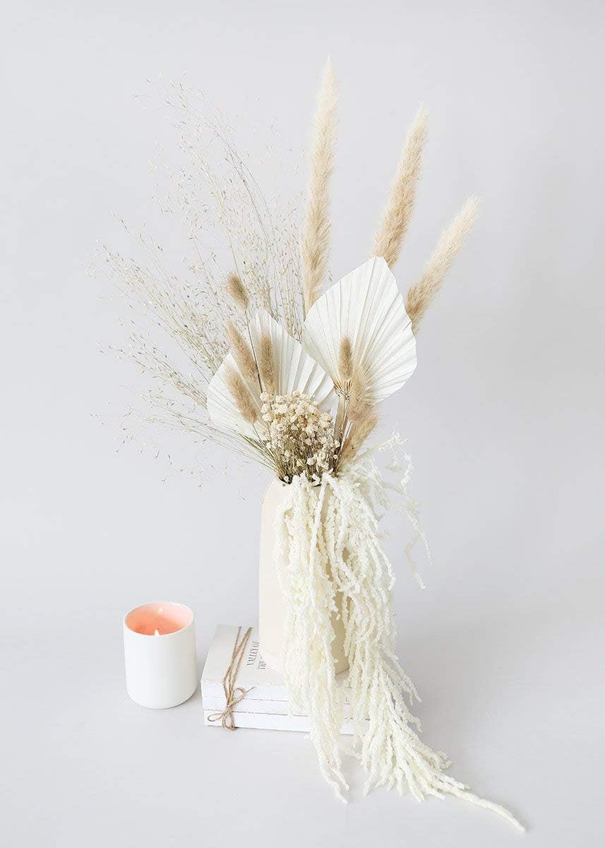 Generic Preserved Amaranthus Hanging Flowers, 32-40 inch, 4-6 Stems, Wedding, Event and Home Decor, White