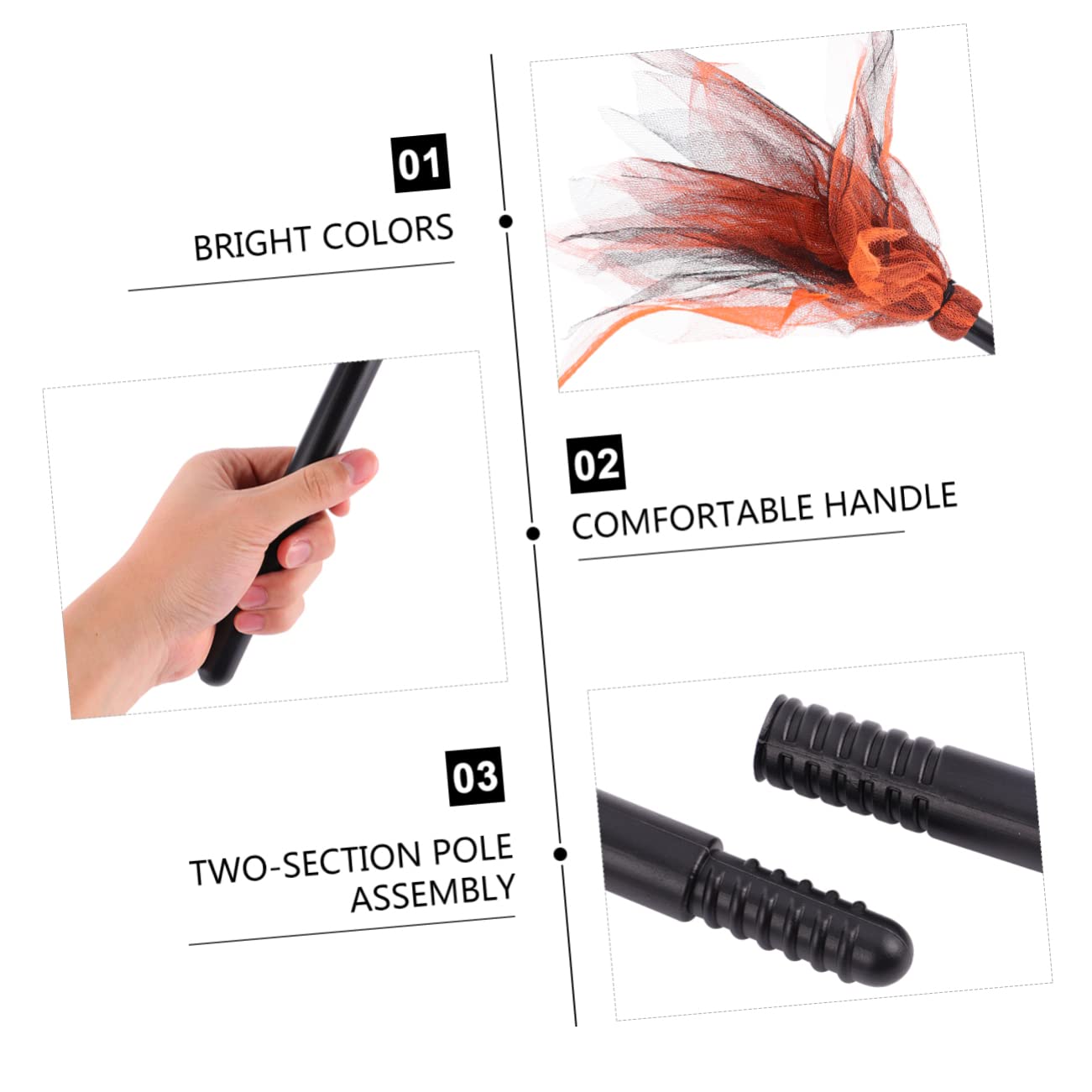 HAPINARY Halloween Broom Witch Brooms Broom for Wicked Witch Costume Accessories Witch Costume Broom Costumes Cosplay Broomstick for Broom Toy Witches Broomstick Orange Mesh