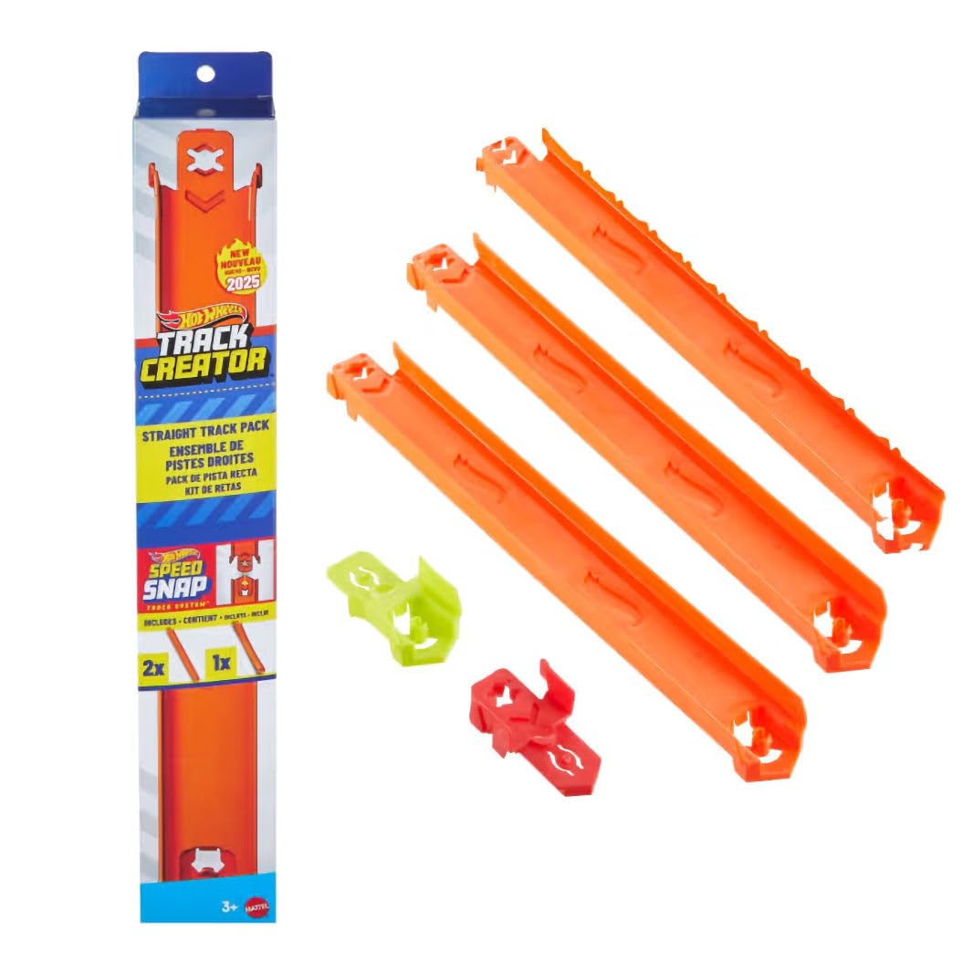 Hot Wheels Track Creator Straight Track Pack, system Speed Snap System, wiek 3+, 9 sztuk