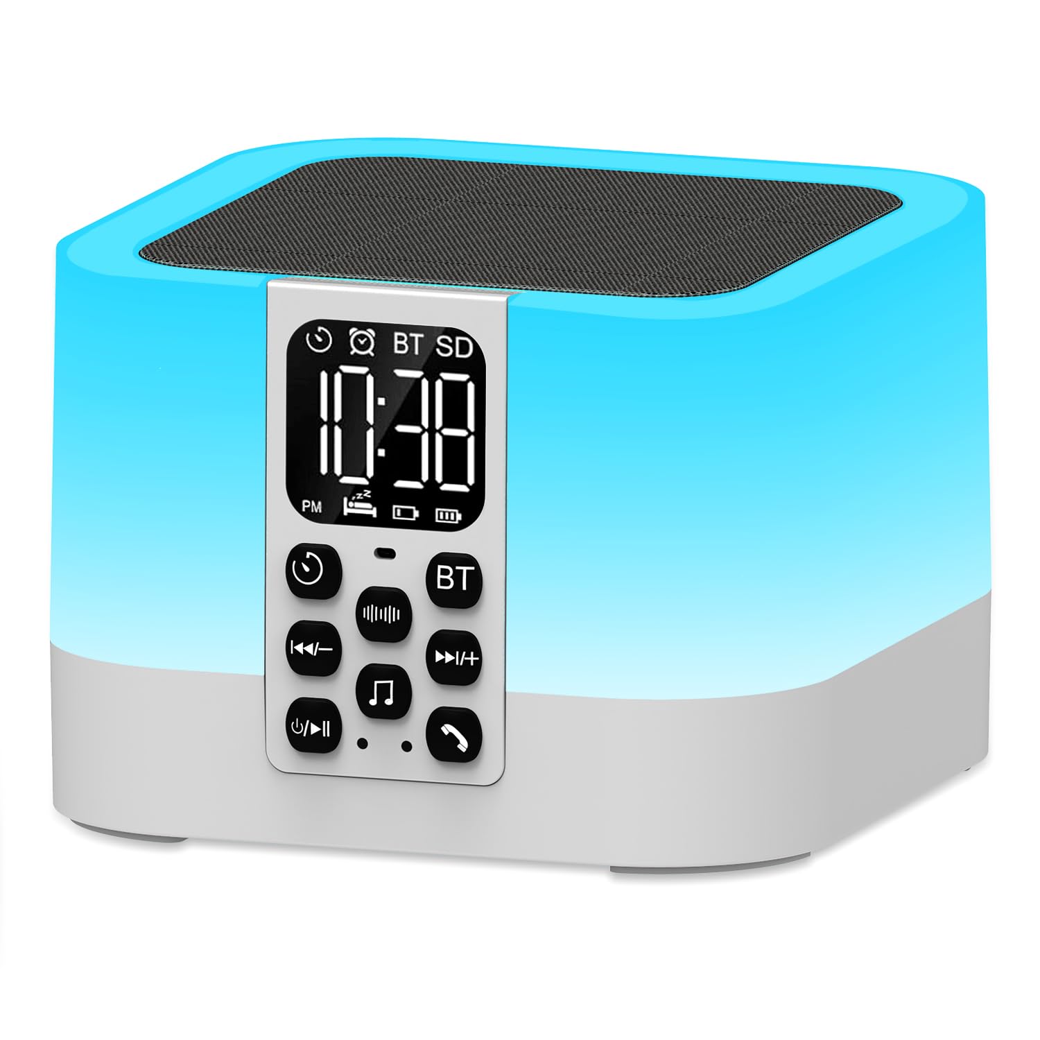 Night Light Bluetooth Speaker, Sound Machine Alarm Clock with 30 Natural Soothing Sounds & Volumes, Timer, Touch Bedside Lamp, Brown/Pink/White Noise Sound Machine for Sleeping, Teen Boys Girls Gifts