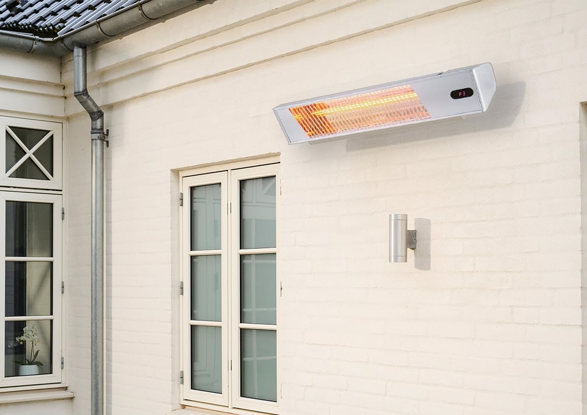 Sined Caldo Ira Inox 2000 Wifi Stufa a Infrarossi Wifi Da Esterno Da 2000w Regolabile Grigio Riscaldante a Onda Corta a Ira e Telecomando Design Elegante Griglia a Protezione e Display a Led