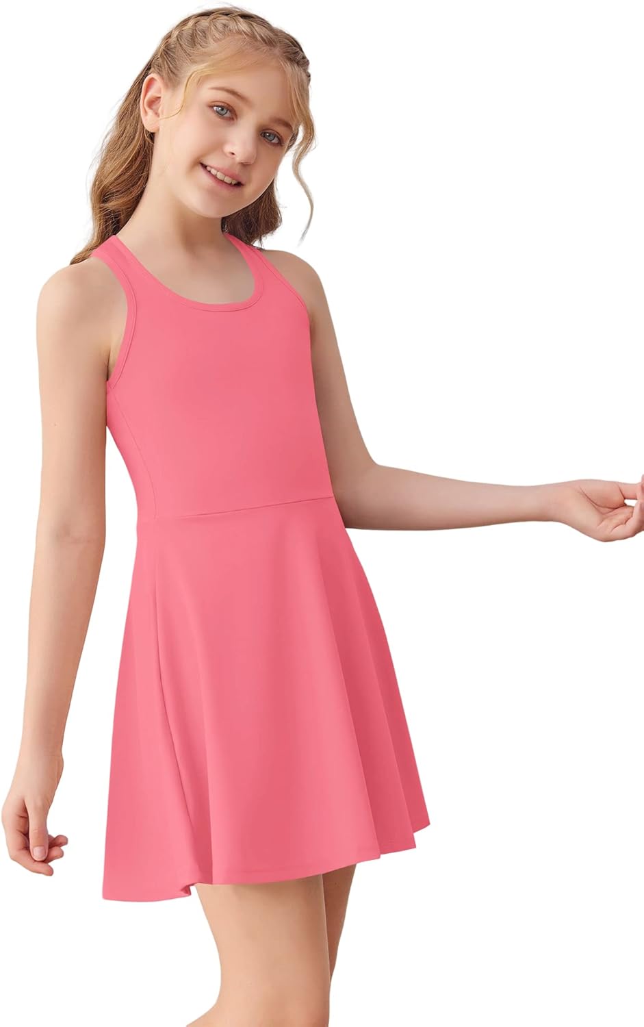 Haloumoning Girls Sleeveless Tennis Dress Kids Racerback Golf Dress School Sports Dresses Outfit with Shorts Pockets - Image 4
