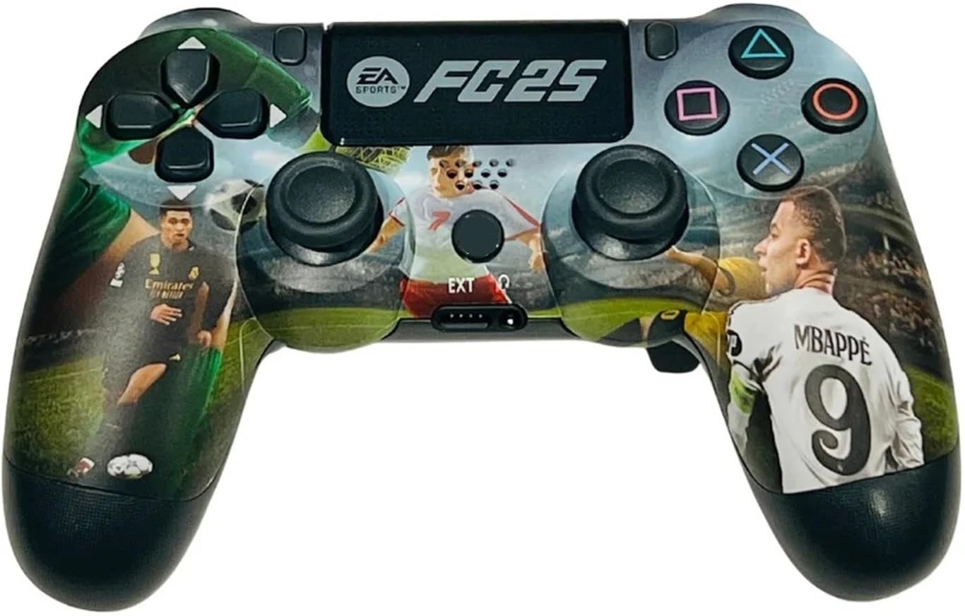 Game Switch Wireless Gaming Controller Compatible with PS4/Pro/Slim, FC25 Printed Edition Gamepad with Dual Vibration, Touch Pad and Audio Jack-image-24