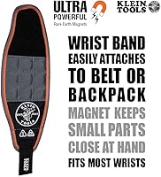 Vista 3 de Klein Tools 55895 Magnetic Wristband, Tradesman Pro Tool Wristband Holds Wire Connectors, Screws, Nails, Drill Bits, With Breathable Mesh