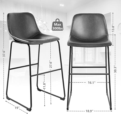 Miniatura 102 de TAVR Juego de 2 sillas de comedor, taburetes de altura de mostrador sin brazos con respaldo que soporta hasta 500 libras para el hogar, cocina,