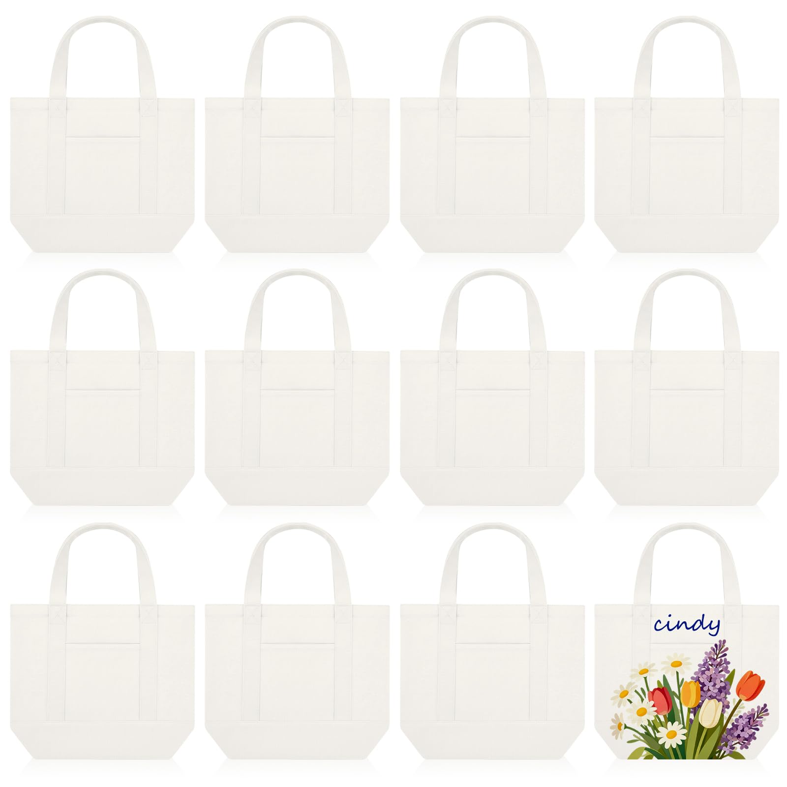 Amazon.com - Eccliy 12 Pcs Beige Mini Canvas Tote Bags 13
